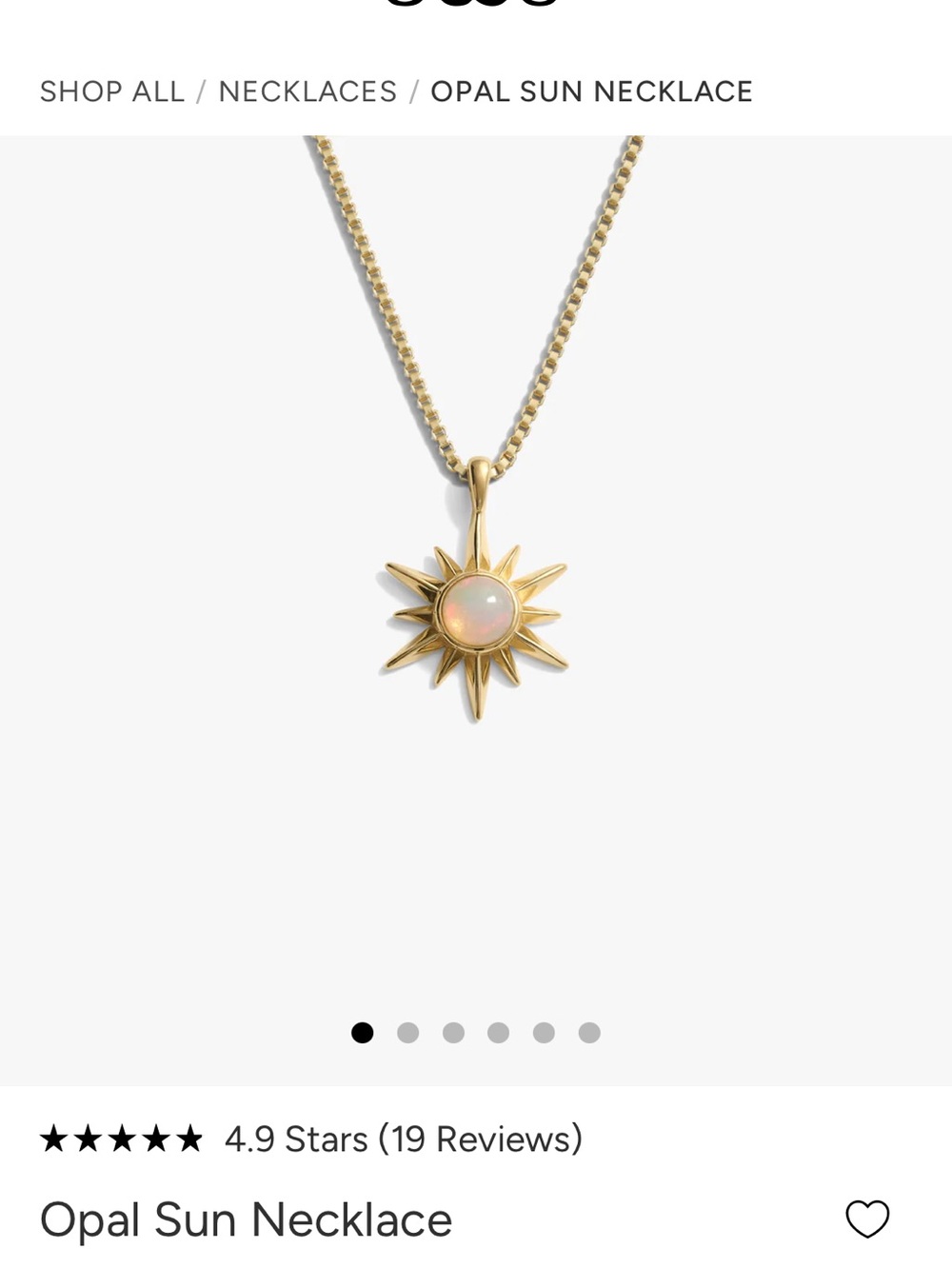 Awe Inspired Gold Sun Pendant Necklace with White Opal